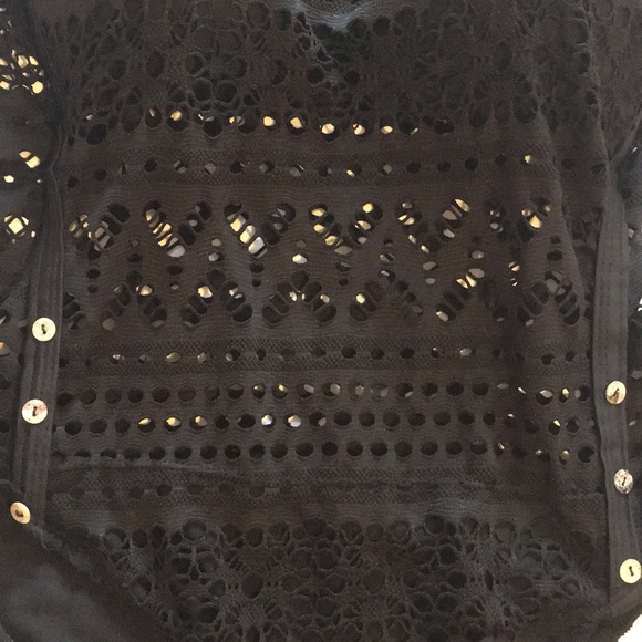 1 LEFT 2x HP Black Lace Crochet 1 Piece Swim Suit - Picture 6 of 6